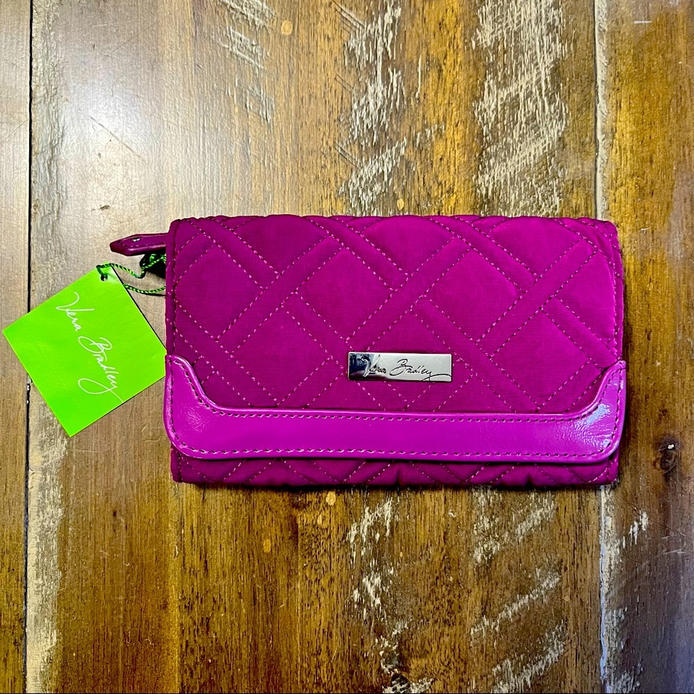 Vera Bradley CLASSIC PLUM Sleek & Chic Wallet Microfiber NWT
